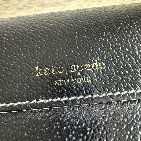 Kate Spade Long Trifold Black Leather Wallet - Picture 2 of 16